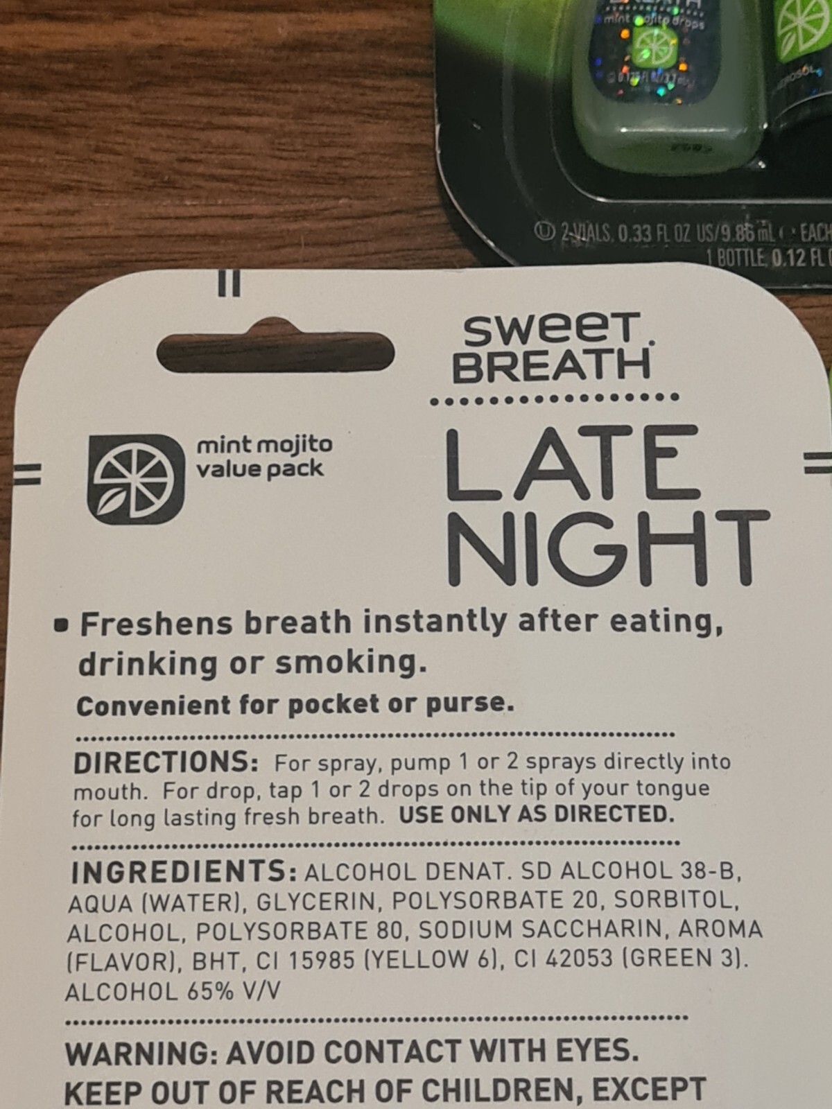 4-Pack Sweet Breath Late Night Mint Mojito Spray + 2 Free Drops