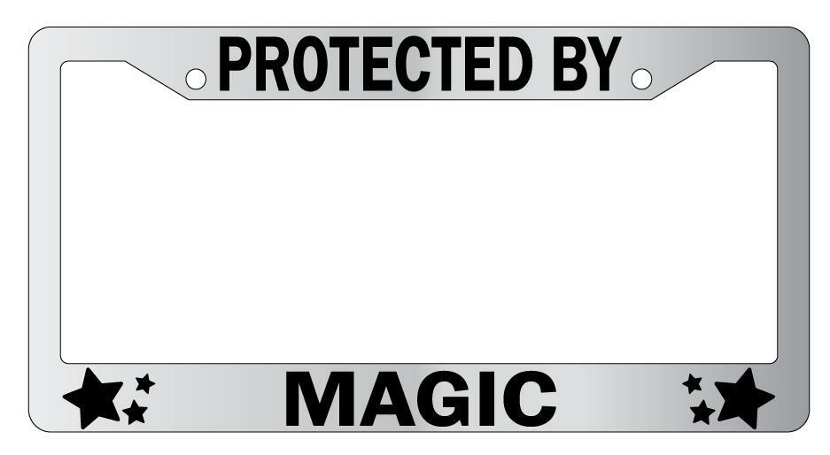 Magicians Make Magic License Plate Frame - Chrome Plated With Color Inserts | Fits 6x12 Plates