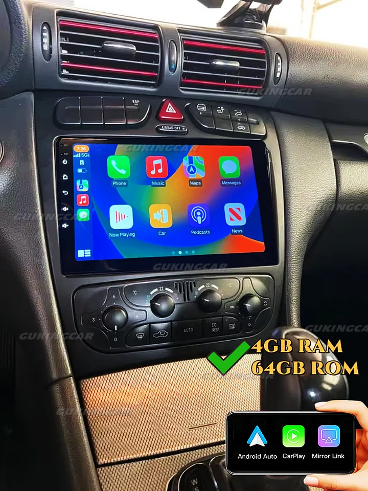 64GB Car Radio Stereo For Mercedes Benz C Class W203 CLK W209 GPS NAVI Carplay - Imagem 4 de 4