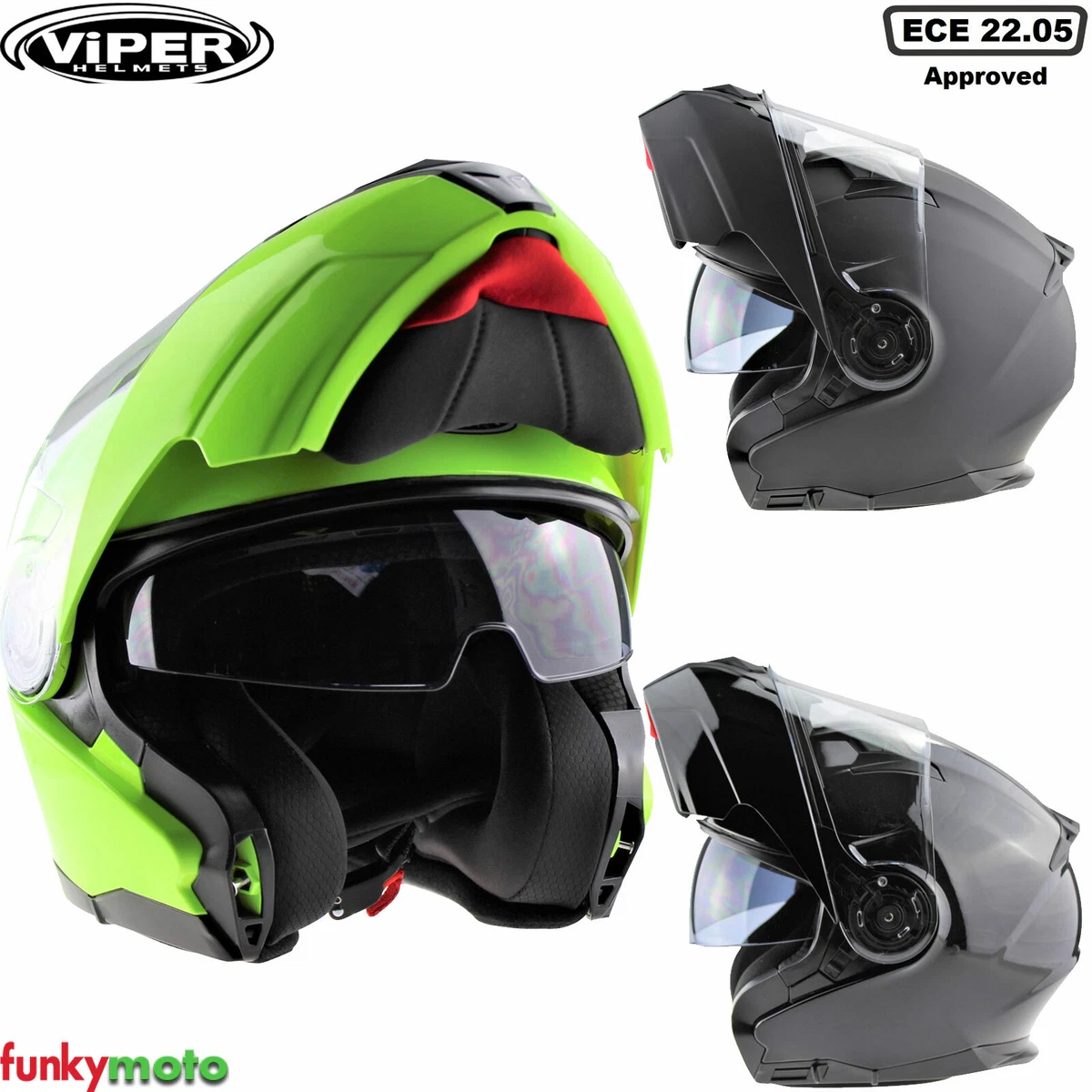 Viper RSV345 Casco Moto Modular Flip Up DVS ECE Casco para moto todos color