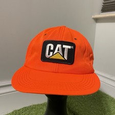 Vintage CAT Caterpillar Snapback Hat Cap Neon Orange 90s Patch Tonkin USA Made