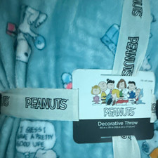 Peanuts Snoopy Decorative Throw Blanket Blue Polyester 60 x 70 in