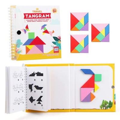 Travel Tangram Puzzle - Magnetic Puzzle Book for Road Trips, STEM Jigsaw Game...