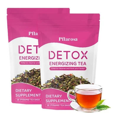 PFLAROSA Detox Tee zum Abnehmen – 56 Tage Detox Tea for Weight Loss, Natürliche