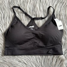 Avia Seamless Wireless Sports Bra Womens Size Large Black Low Support Racerback