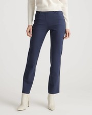 Quince Navy Blue Ponte Pants Straight Leg Size Medium 27" Inseam Office Career