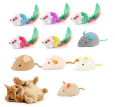 Gotvspt 10PCS Cat Mice Toys,Interactive Mouse with Feather,Catnip Mix
