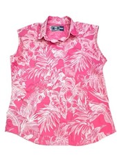 Cowboy Equip For Her Shirt Women C 42” Pink/White Floral Pearl Snap Sleeveless