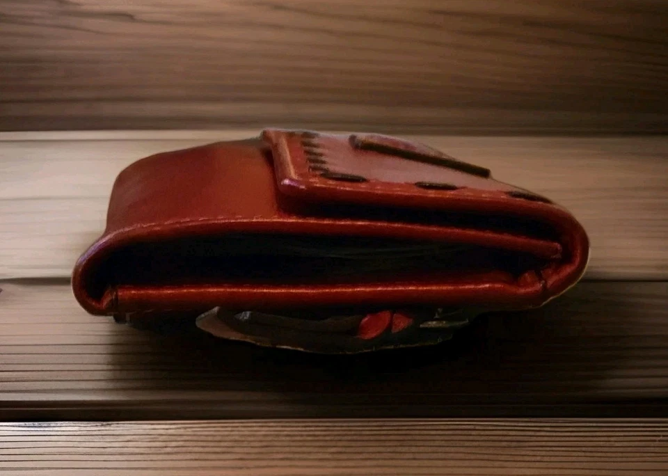 Dooney & Bourke Florentine Continental Clutch Wallet Red Zip ID Cards Checkbook - Image 3 of 4