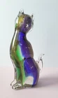 Exquisite Vintage Murano Sommerso Art Glass Cat Figurine ft. Gold Leaf  8.5”H