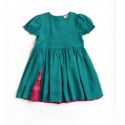 NEW Finding Foxtale Girl Seasons Greetings Dress Size 4 Teal Pink Twirl Holidays - Picture 2 of 10