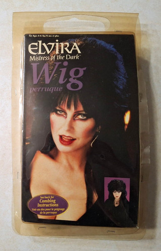 Vintage Elvira Mistress of the Dark Wig Paper Magic Group 1999 Halloween Costume