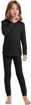 Thermounterwäsche Kind Set 100% Merinowolle Jungen Mädchen Winter Skiunterwäsche