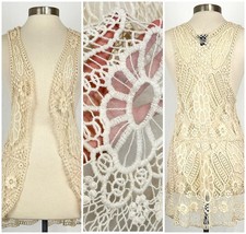 Boho Festival Western Vest Sz Medium Lace Cro...