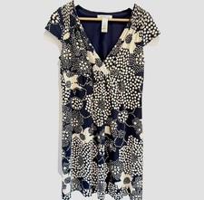 Laundry By Design Womens Sz 8 Navy Tan Floral Dress Work Office Church Shelli