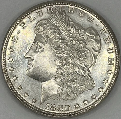 1880-S Morgan Silver Dollar in SAFLIP® - BU- (AU+++) - Mirror Prooflike (PL)