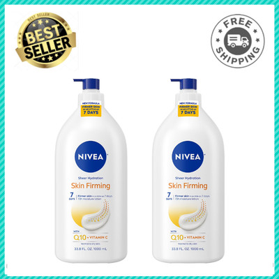 2 Pack Nivea Skin Firming Sheer Hydration Body Lotion Q10 Shea Butter 33.8 Fl Oz