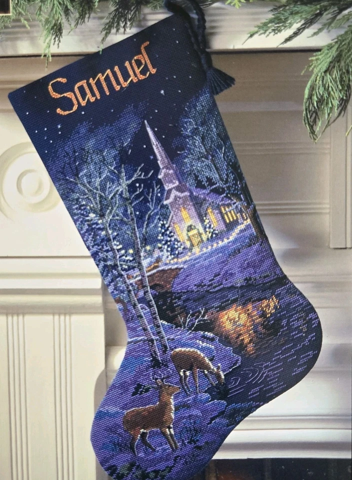 PATTERN ONLY Peaceful Evening Cross Stitch Stocking Dimensions Gold 8681 - Image 3 of 4