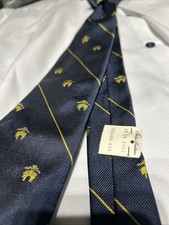 VTG Brooks Brothers Makers Blue Gold Sheep Men's Silk Tie Made In US New W Tag
