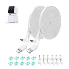 26 Ft Power Extension Cable Fits Wyze Cam Pan v3 90 Degree Micro USB 2 Pack