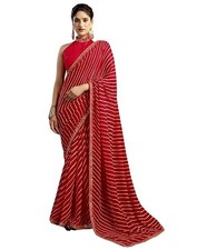Women's Georgette Bandhani Printed Saree With Unstitched Blouse Piece