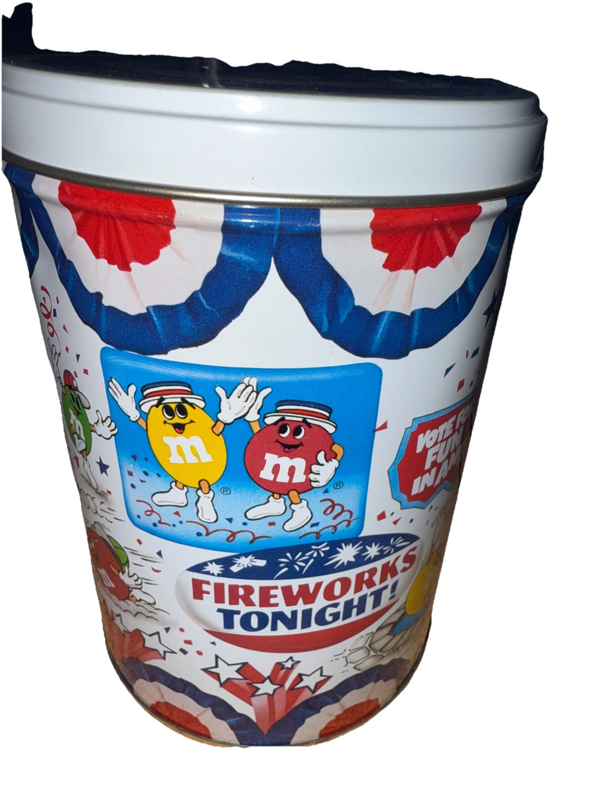 Vintage 1988 M&M 4th Of July Round Collector's Tin Mars Inc. Empty Tin