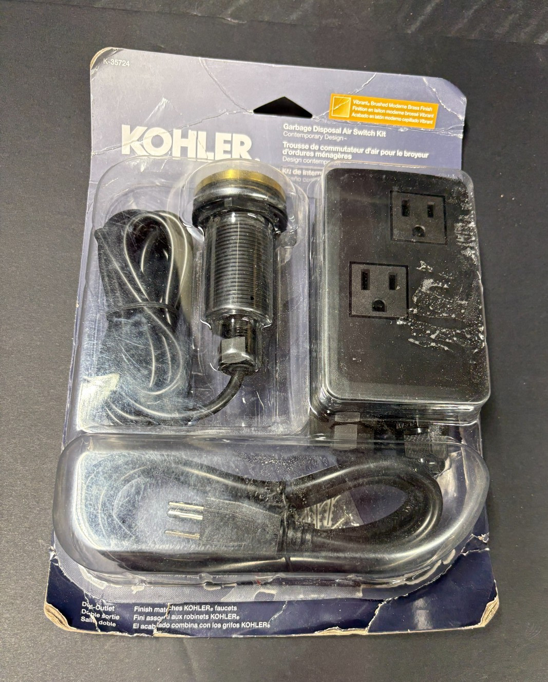 New Kohler Contemporary K-35724-2MB Garbage Disposal Air Switch Kit J1