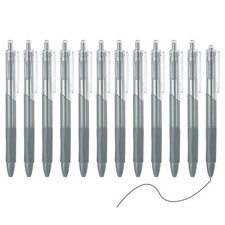 12 Pack Retractable Pens 0.5mm, Black Gel Ink Pens for Note Taking, Gray