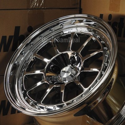 16x8 4x100 20 OFFSET WHISTLER SK11 PVD CHROME RIVET w/LIP 11