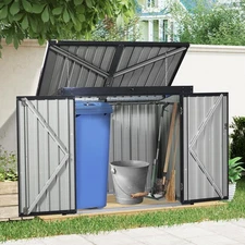 2 Trash Cans Metal Garbage Bin Shed Garden Bin Shed Stainless Galvanized Steel