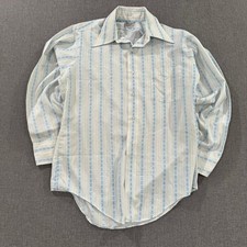 Vintage 70s Van Heusen Shirt Button up Hippy Geometric White Mens Medium