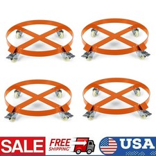 4PCS 55 Gallon Drum Dolly 1000lbs 360° Swivel Casters Steel Frame Heavy Duty