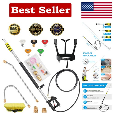 #ad 24 FT Telescoping Pressure Washer Wand Extension Hot Water Supported Power Wash $174.04