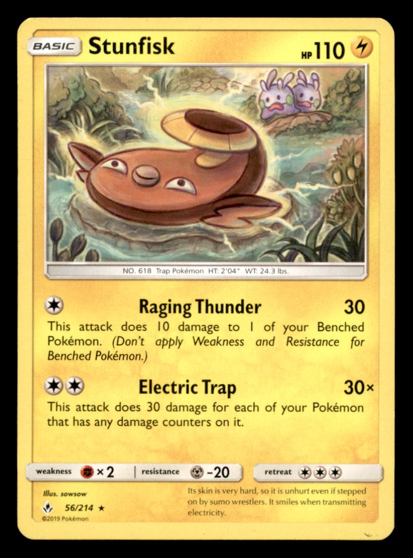 STUNFISK 56/214 RARE UNBROKEN BONDS POKEMON LP