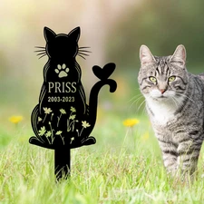 Custom Cat Pet Memorial Metal Stake, Cat Grave Marker, Cat Memorial Sign