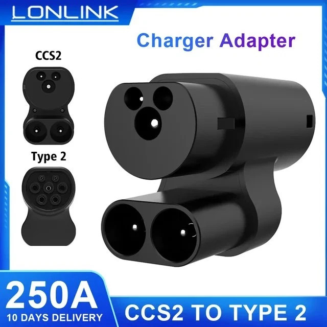 FOR Tesla Adapter CCS2 to Type 2 Convertor CCS Combo 2 EV Charging DC Compatible