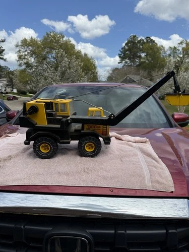 Vintage Tonka Turbo Diesel XMB 975 Crane Truck Toy Yellow Pressed Steel 1980s