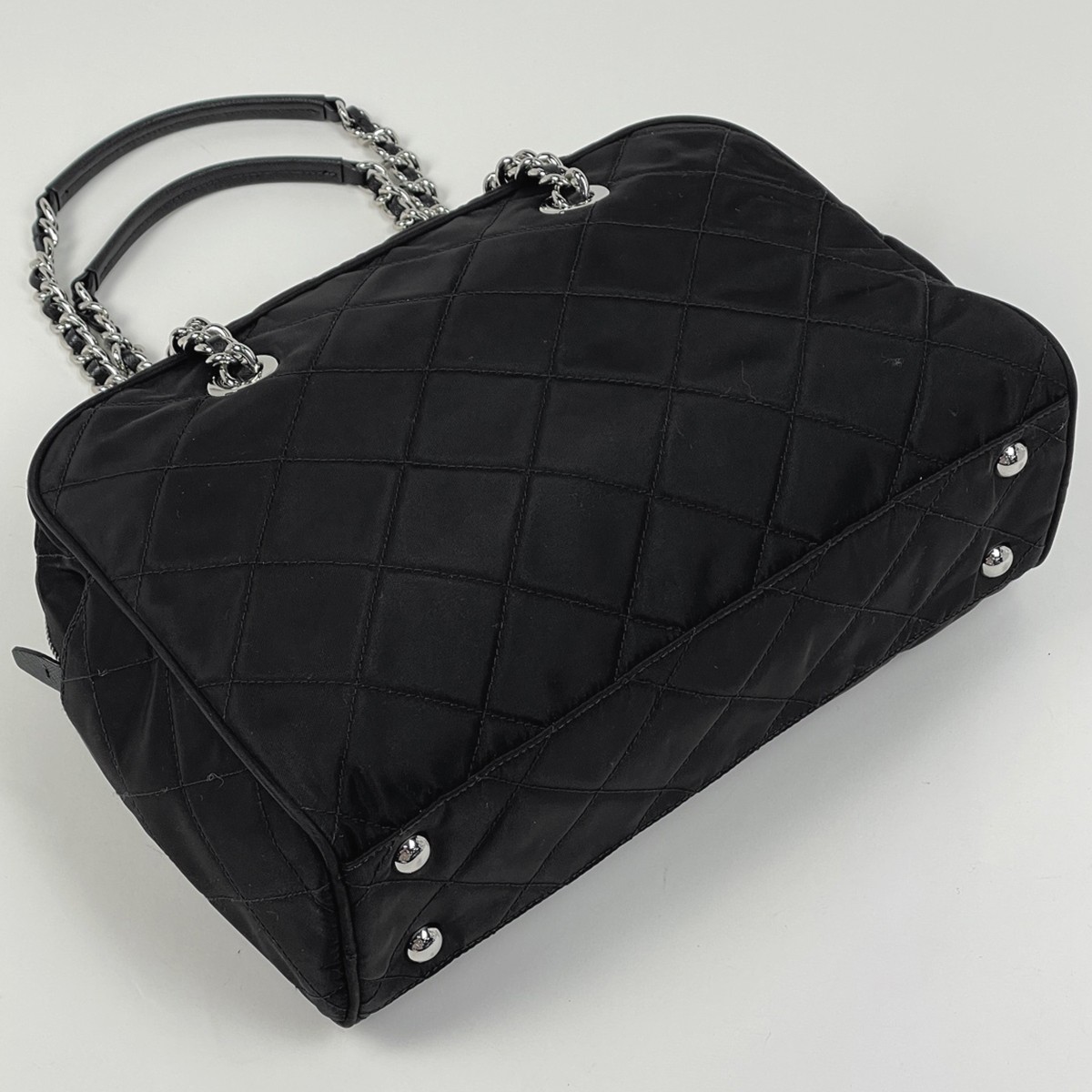 PRADA with logo Chain Tote Bag Shoulder Bag quilting Tote Bag Nylon Nero (Bl... thumbnail 2