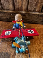 Steinbach Wood Figure Red Baron Fokker Dr 1 Biplane Reuge READ