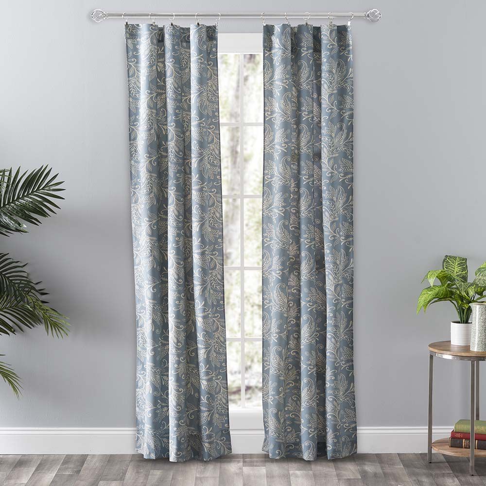 Ellis Curtain Lexington Leaf Pattern on Colored Ground Curtain Pair with Ties 4290₽