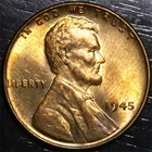 1945 Lincoln Wheat Penny 1c US Coin Philadelphia Mint AU+