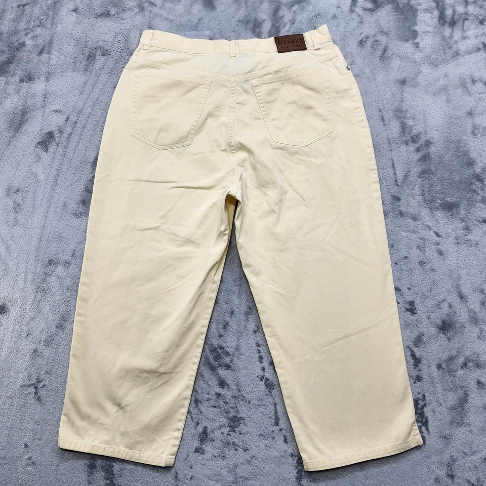Pantalones de mezclilla Ralph Lauren vintage años 90 para mujer 12 amarillos tiro alto recortados capri cónicos Foto 4 de 4