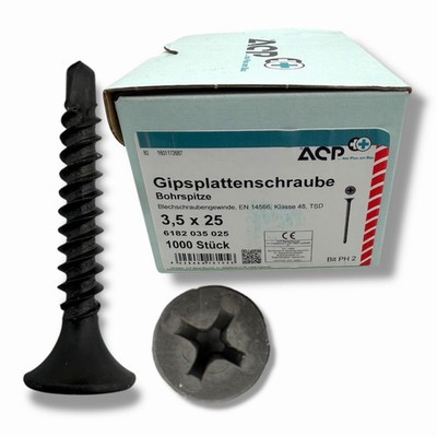 ACP Gipsplatten- Schnellbauschrauben Mit Bohrspitze Ø 3,5x25 -1000stk -- H2reg3O