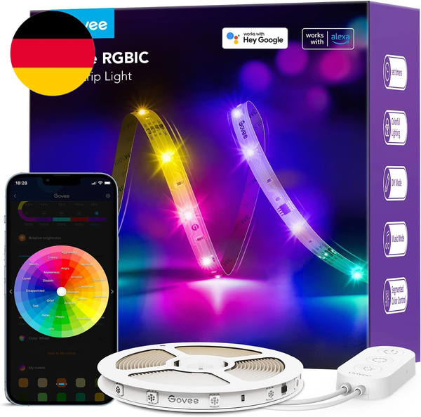 Govee Led Strip 5M, Smart Rgbic Led Streifen, Lichterkette Led Leiste Funktionie-image