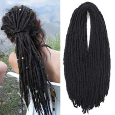 Wool Dreadlock Extensions 20 Inch 20 Strands DE Dreads Black Soft Double Ended