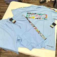 Galaxy by Harvic Men's 2-Piece Set 2XL Blue Graphic T-Shirt Drawstring Pants