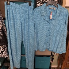 NWT BAY STUDIO Womens 2pc Pajamas Size XL Blue Fleece Soft 42 Retail