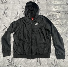 Nike Jacket Mens Large Black Black Sportswear Windrunner Hooded Windbreaker Coat