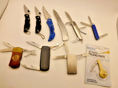 Lot of 10 Small Pocket Knives BTS Japan, Ruko, Frost, Victorinox, Pre-owned Good