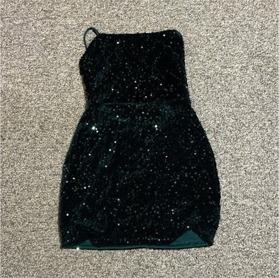 Windsor Green Sequin Bodycon Mini Dress Size 2 Sleeveless Strappy Party